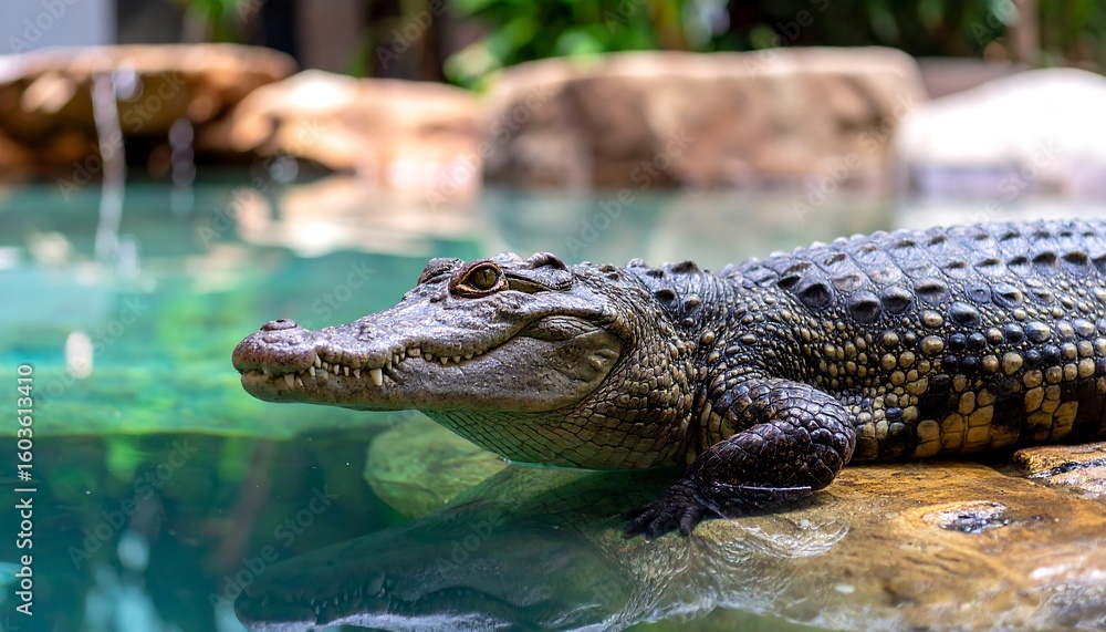 Fototapeta premium Close-up of a young crocodile near water