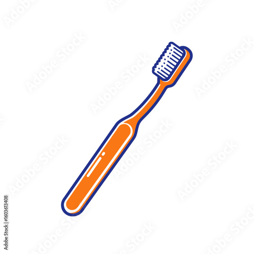 Flat icon illustration of transparent orange plastic toothbrush