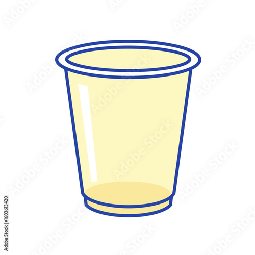 Flat icon illustration of transparent pale yellow plastic cup