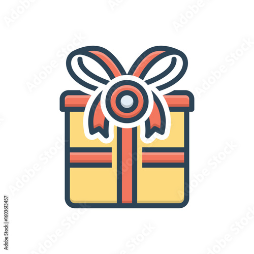 Color illustration icon for gift