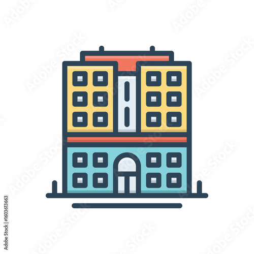 Color illustration icon for hotel