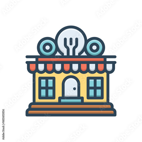Color illustration icon for restaurant