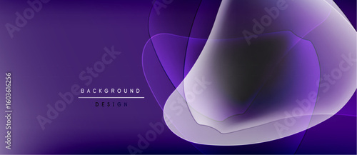 Abstract purple background. Fluid shapes overlap, creating dynamic visual effect. Modern design elements present. Gradient shades enhance depth.