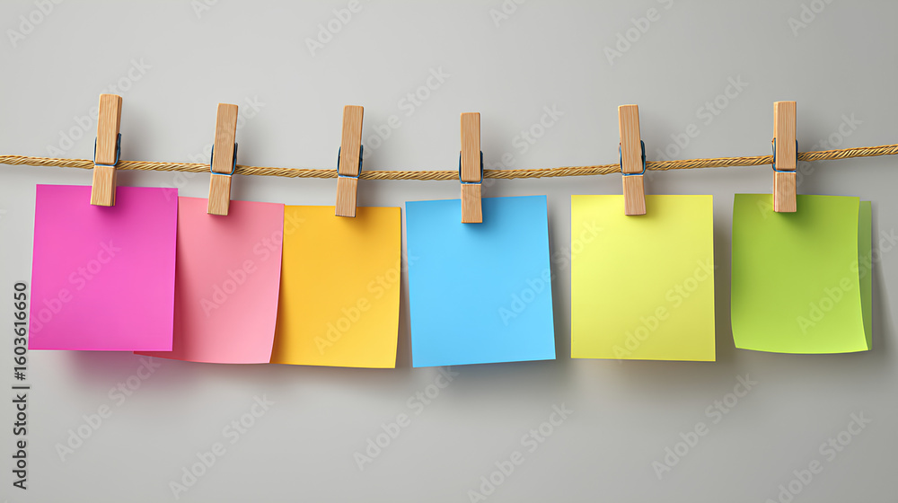 different colored sticky notes taped against wall isolated on white Stock Illustration different colored sticky notes taped against wall isolated on white Stock Illustration