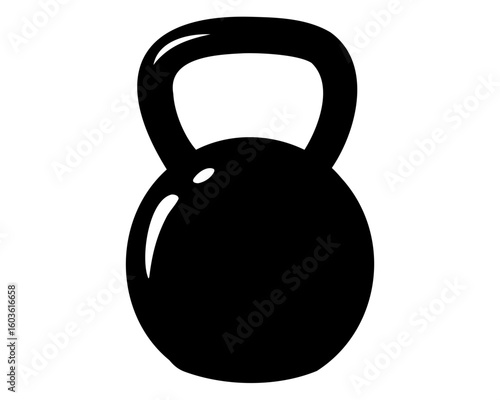 Kettlebell silhouette, fitness weight symbol, gym equipment. vector illustration