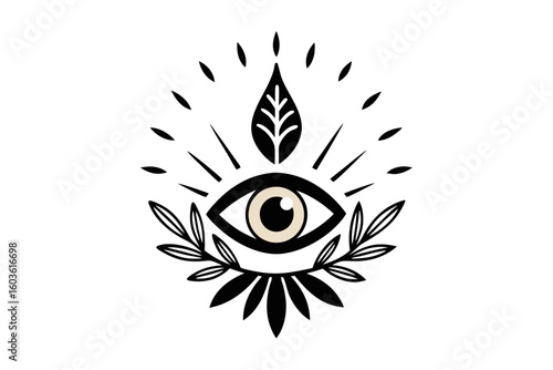 A captivating eye vector illustration, perfect for logos and designs, features a detailed eyeball with a prominent iris and delicate eyelashes, symbolizing vision and beauty