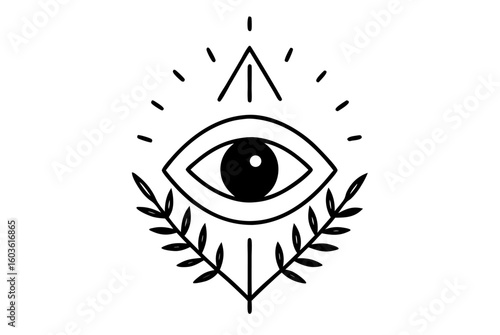 Vector illustration of a human eye icon with iris, pupil, and detailed eyelashes, symbolizing vision, beauty, and art