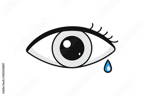 Blue eye vector icon illustration with detailed iris for clear vision