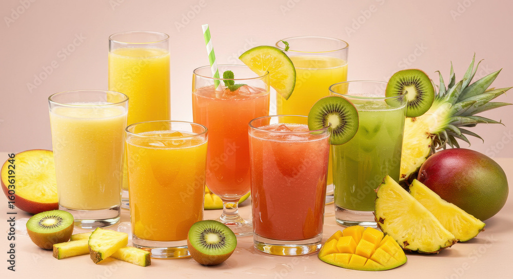 Fototapeta premium Fruit juices and smoothies variety