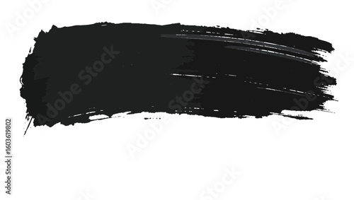 Broad black brush stroke with textured edges and faint horizontal lines