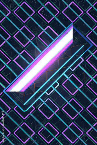 Neon Geometric Grid With Bright Light Bar abstract