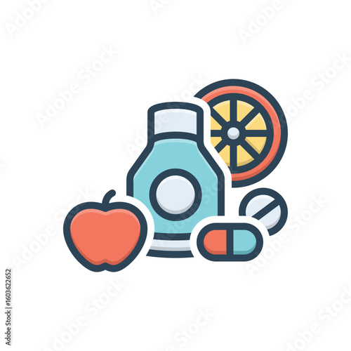 Color illustration icon for vitamins