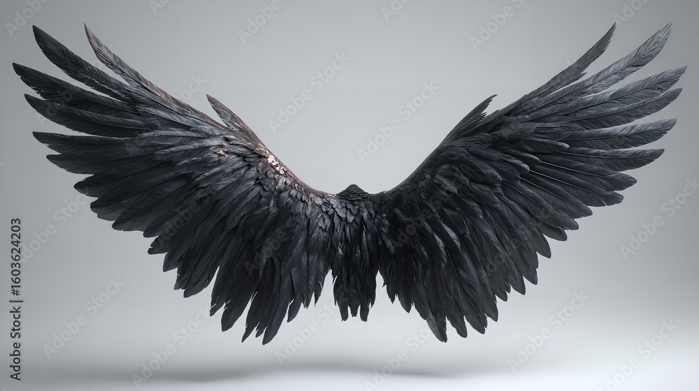 Obraz premium Pairs of black angle wings or parrot wings isolated on white