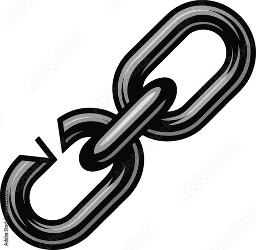 Broken metal chain link symbolizing failure or disconnection