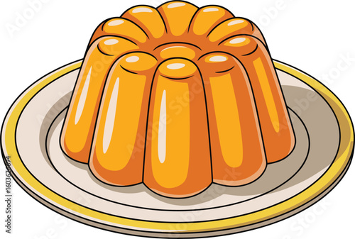Bright orange gelatin dessert on a white plate