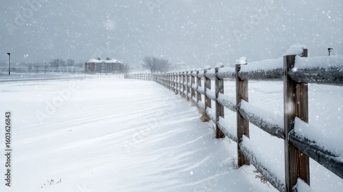 Wallpaper Mural Snowy Landscape with Wooden Fence in Heavy Winter Conditions Torontodigital.ca
