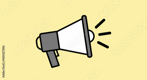 Simple Graphic Illustration of a Megaphone Announcing Important Information