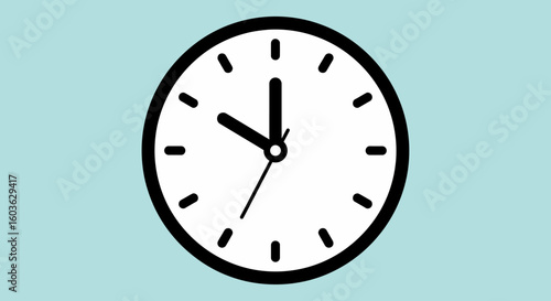 Ten O'Clock Timepiece: Classic Analog Clock with Bold Black Outline and Minute Markers