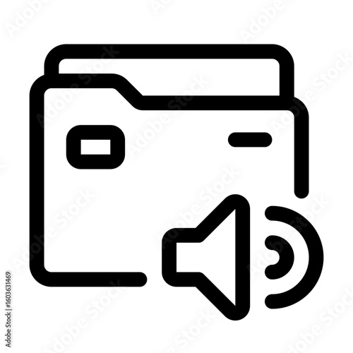 Audio Folder Line Icon. Single icon, line vector icon