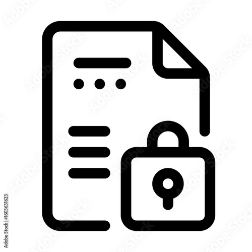 Locked File Line Icon. Single icon, line vector icon