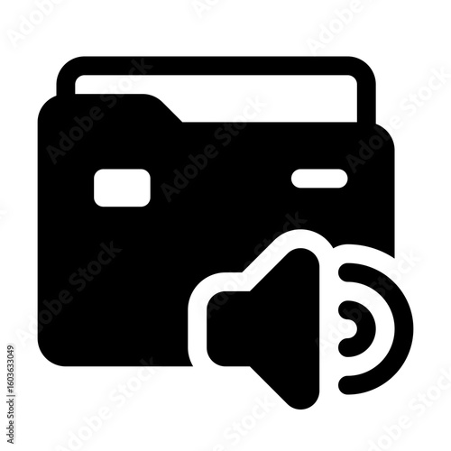 Audio Folder Glyph Icon. Single icon, glyph vector icon