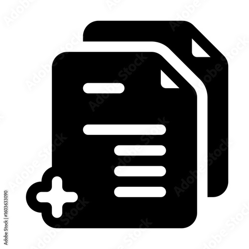 Duplicate File Glyph Icon. Single icon, glyph vector icon