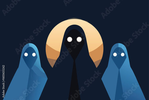Pumpkin lantern glowing with mysterious shadows vector illustration