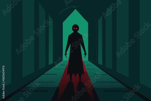Silhouette of a creepy carved jack-o-lantern vector illustration