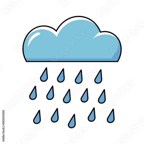 Simple cartoon cloud releasing raindrops