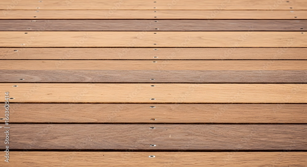 Fototapeta premium Close-up of Wooden Deck Planks with Visible Screws and Grain