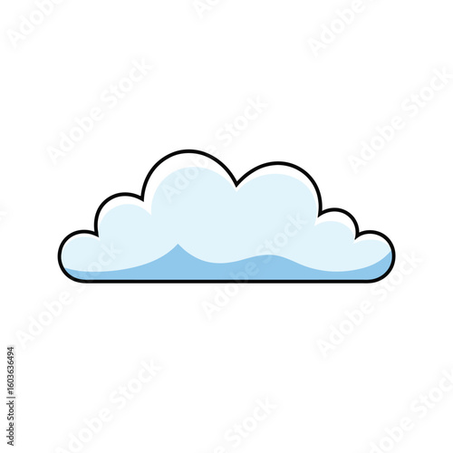 Simple cartoon cloud illustration with blue hues