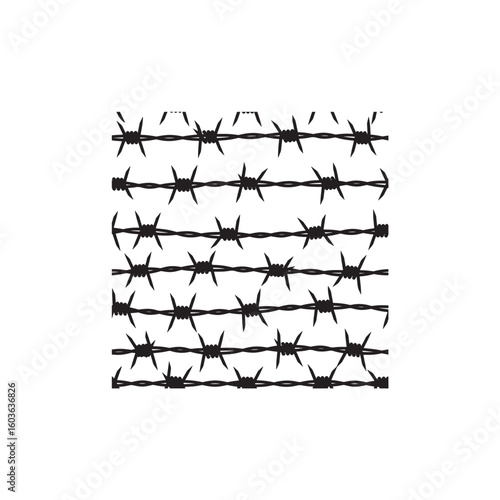 Barbed wire silhouettes seamless pattern