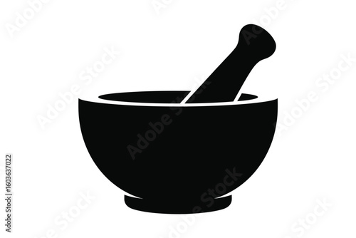 Black silhouette of a mortar and pestle