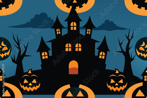 Shadowy figure lurking in a haunted hallway vector illustration