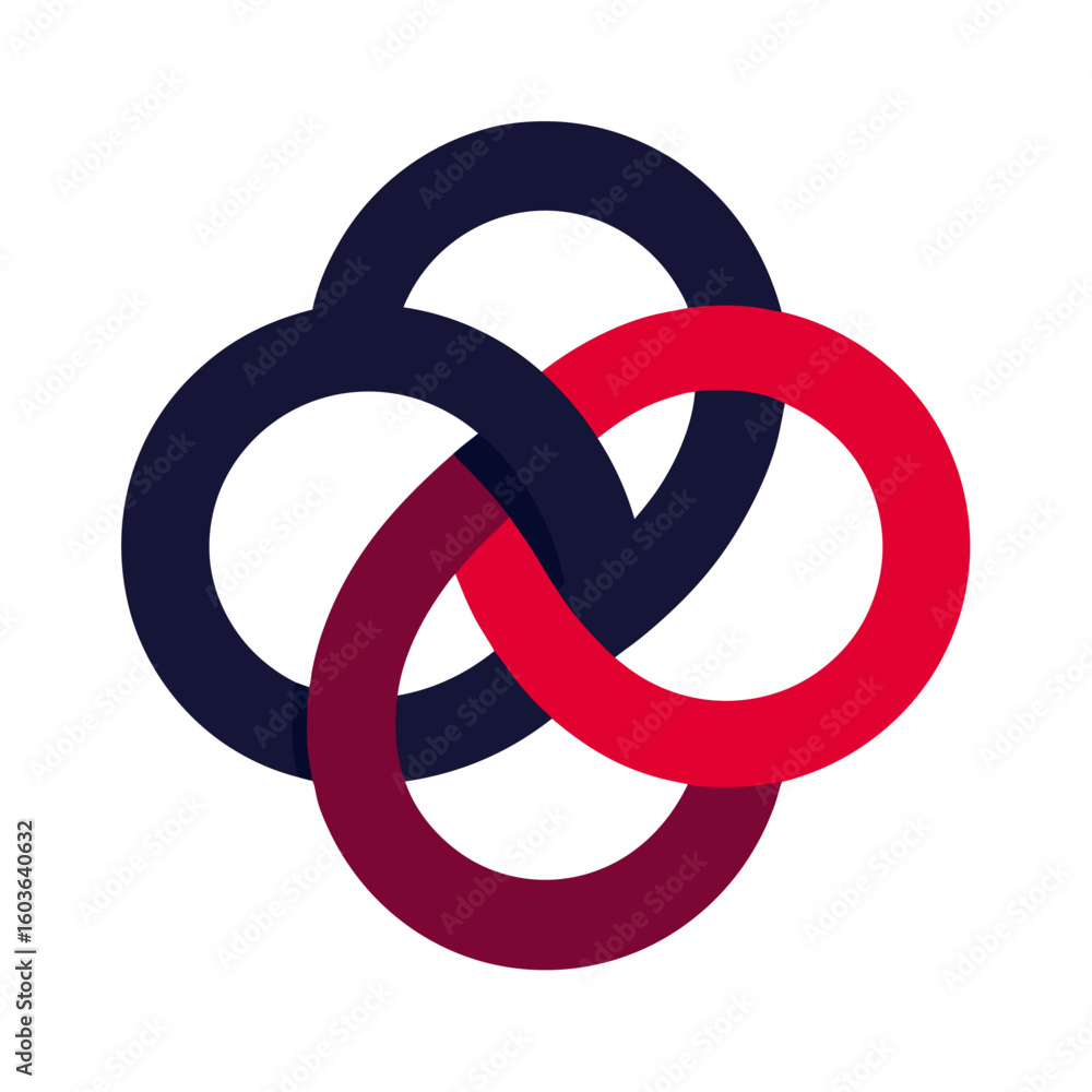 Obraz premium Dark Red Navy Interlocking Rings Partnership Merger Business Vector