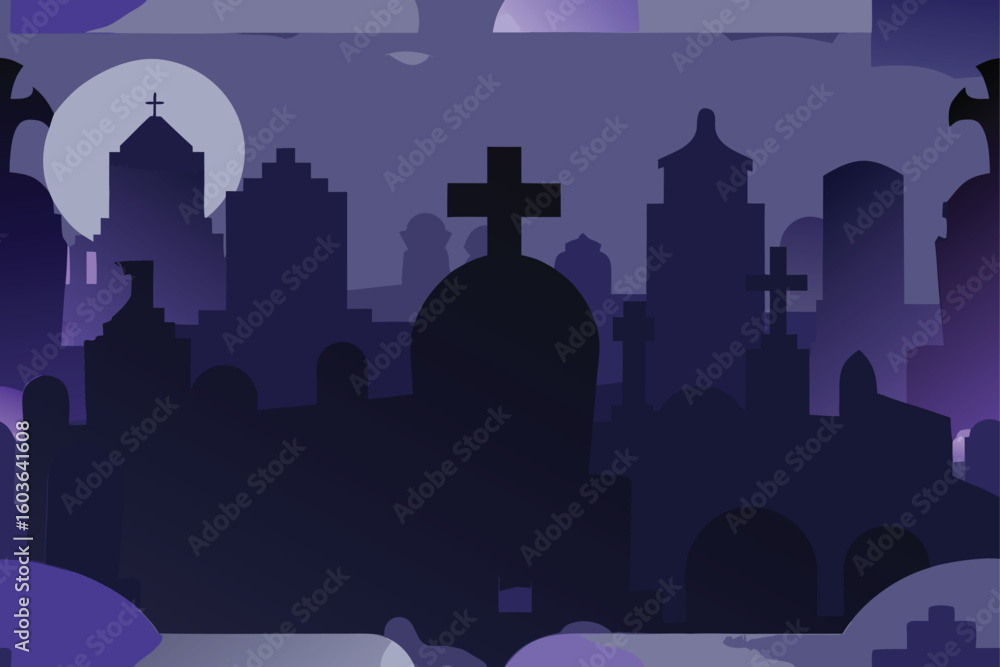 Fototapeta premium Ghostly shadows creeping in a haunted field vector illustration