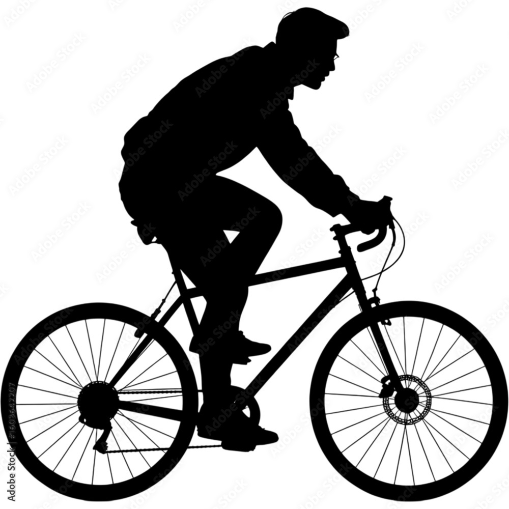Fototapeta premium Male Cyclist Silhouette Riding a Bicycle