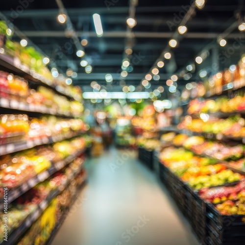Wallpaper Mural Blurred supermarket aisle with produce displays (2) Torontodigital.ca