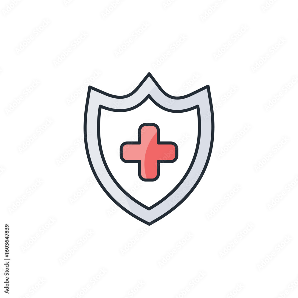Fototapeta premium Shield icon design with white background stock illustration