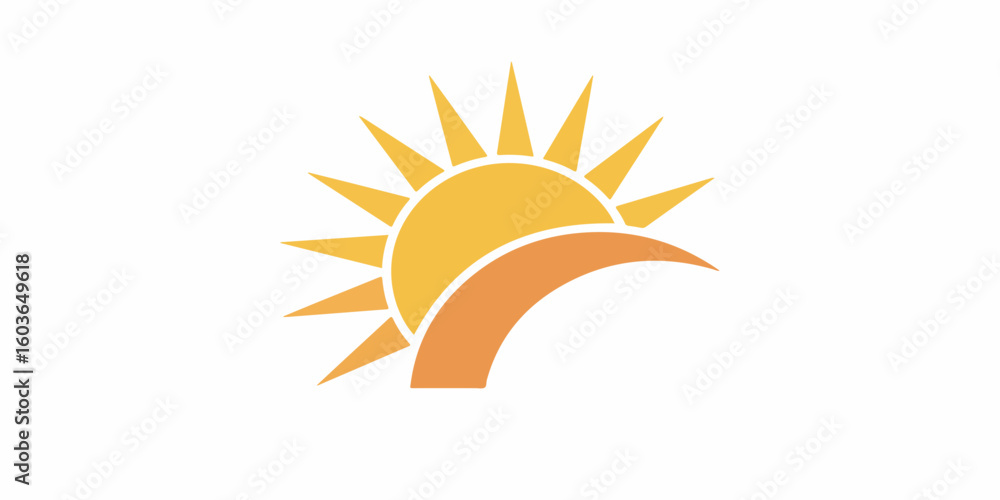 Obraz premium Bright sun icon in vector format with clean radiant lines and warm yellow-orange color gradients