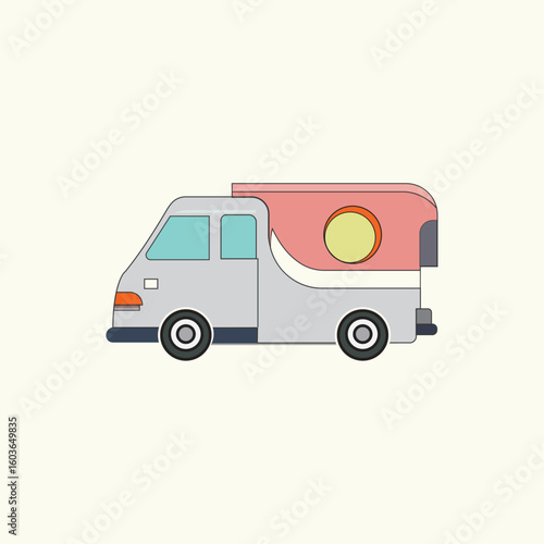 Wallpaper Mural Transport Vector Design, Illustration of a light gray delivery truck with a pink cargo box isolated on white background Torontodigital.ca