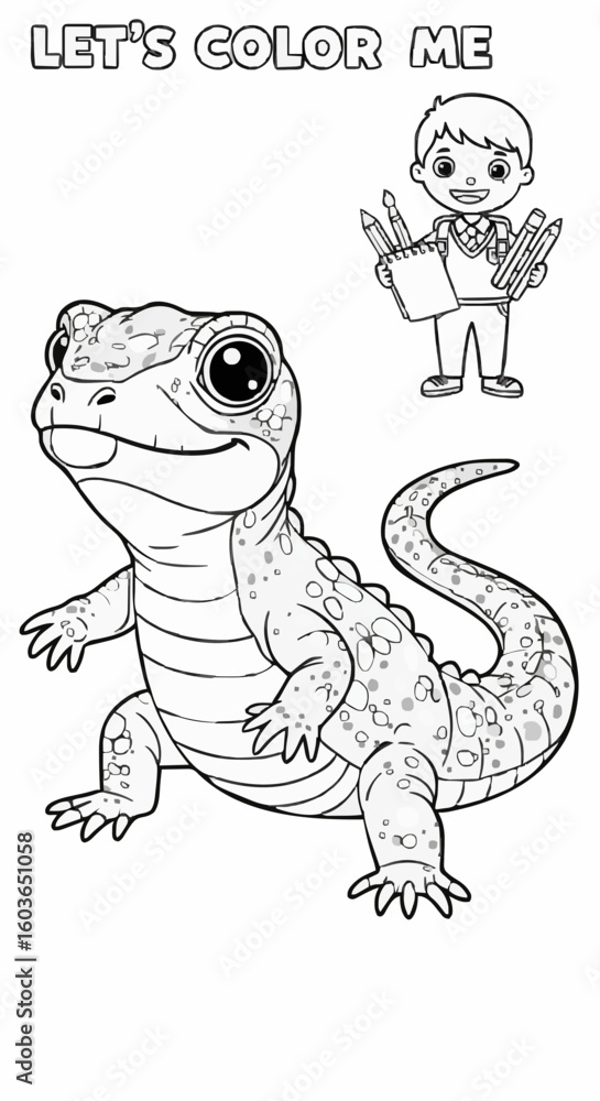 Obraz premium Tuatara coloring page for kids