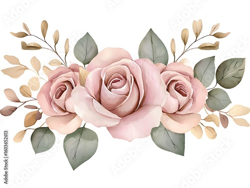 Pale pink roses floral arrangement design element