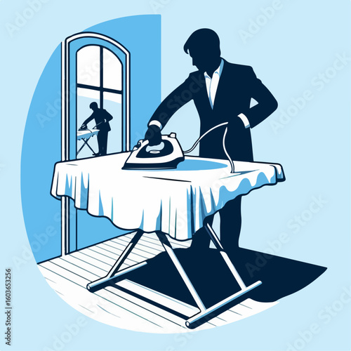 illustration of someone ironing clothes