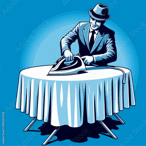 illustration of someone ironing clothes