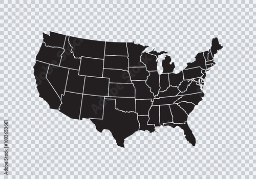 USA Map. Poster map of United States of America. Black and white print of USA with states, poster or geographic, political theme. Black and white print map of USA states. Vector Illustration
LOGO