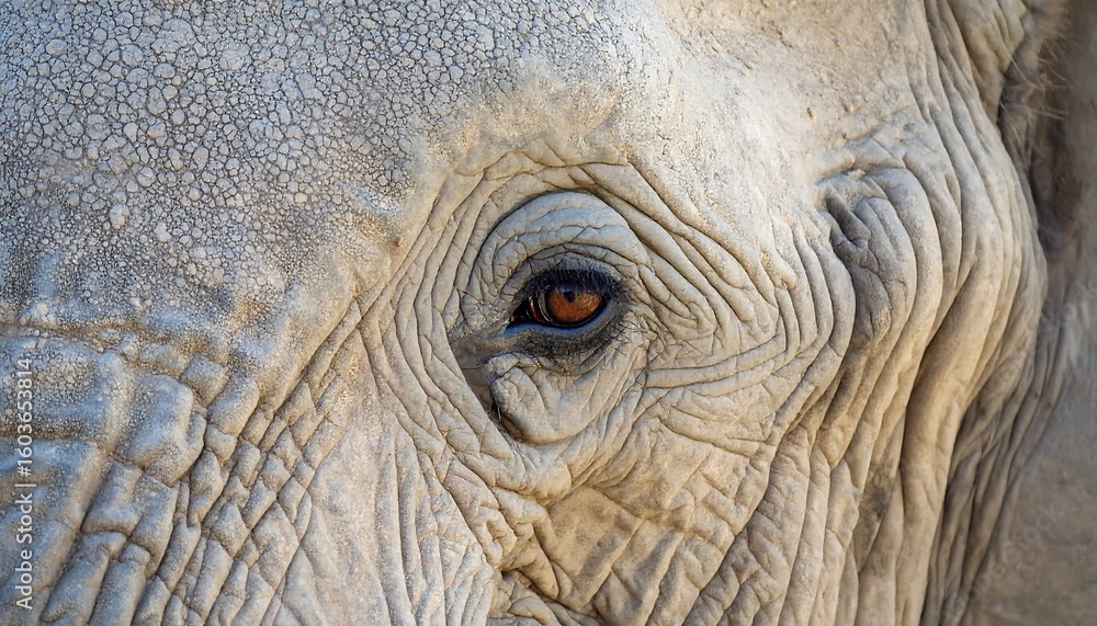 Fototapeta premium Close-up of elephant eye and textured skin