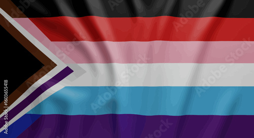 Detailed rendering of the Inclusive Lesbian Pride Flag with subtle fabric texture