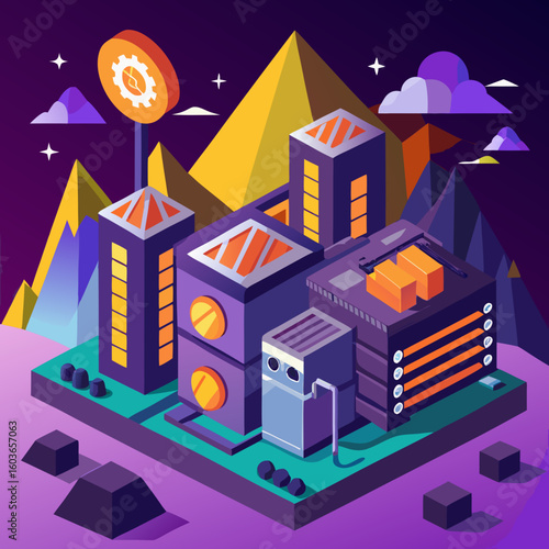 vector isometric city