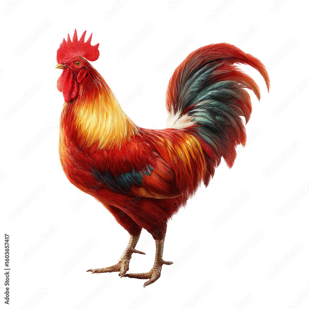 Fototapeta premium Vibrant rooster, bold plumage